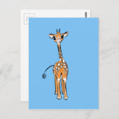 Baby Giraffe - blauw Briefkaart (Voorkant / Achterkant)