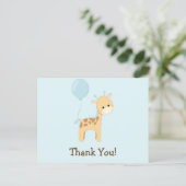 Baby Giraffe, Blauw, Oerwoud Dier Dank u Briefkaart (Staand voorkant)