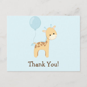 Baby Giraffe, Blauw, Oerwoud Dier Dank u Briefkaart