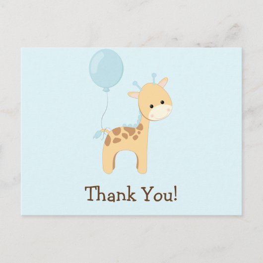 Baby Giraffe, Blauw, Oerwoud Dier Dank u Briefkaart (Voorkant)