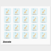 Baby Giraffe, Blauw, Oerwoud Dier Dank u Vierkante Sticker (Vel)