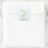 Baby Giraffe, Blauw, Oerwoud Dier Dank u Vierkante Sticker (Tas)