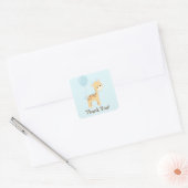 Baby Giraffe, Blauw, Oerwoud Dier Dank u Vierkante Sticker (Envelop)
