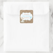 Baby Giraffe Blauwe Shower Bookplate Vierkante Sticker (Tas)