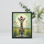 Baby Giraffe Bloem Botanische Kerst Briefkaart (Staand voorkant)