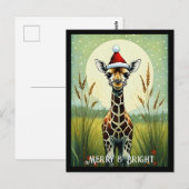 Baby Giraffe Bloem Botanische Kerst Briefkaart (Voorkant / Achterkant)