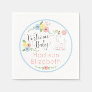 Baby Giraffe Bloemen Kalf Welkom Baby shower Party Servet