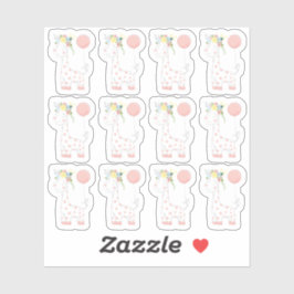 Baby Giraffe Bloemen Kroonkwekerij Scrapbook Sheet Sticker