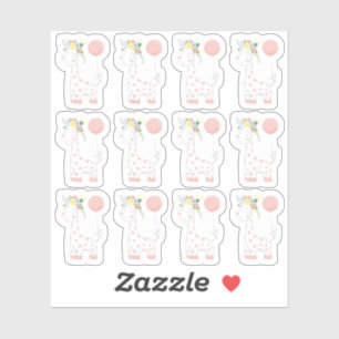 Baby Giraffe Bloemen Kroonkwekerij Scrapbook Sheet Sticker