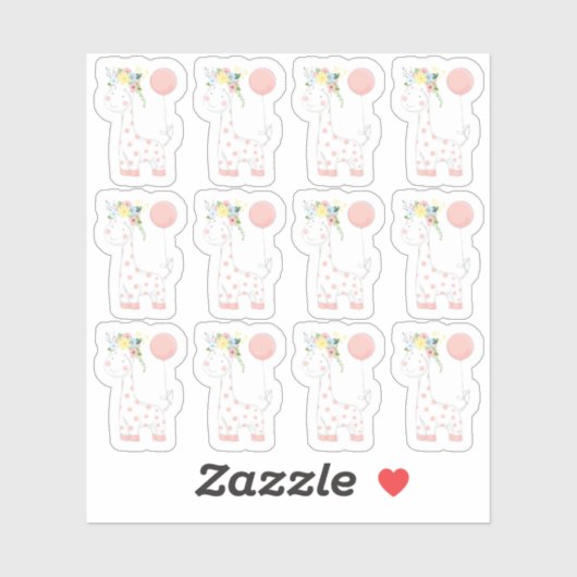 Baby Giraffe Bloemen Kroonkwekerij Scrapbook Sheet Sticker (Vel)