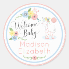 Baby Giraffe Bloemenkalf Welkom Baby shower Ronde Sticker