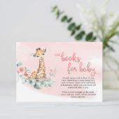 Baby giraffe blush bloemen eucalyptus book request informatiekaartje (Staand voorkant)