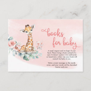 Baby giraffe blush bloemen eucalyptus book request informatiekaartje