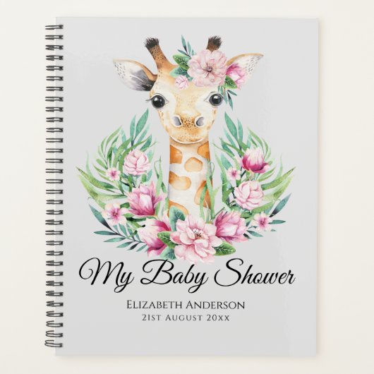 Baby Giraffe Boho Bloemen Moeder Wordt Planner (Voorkant)