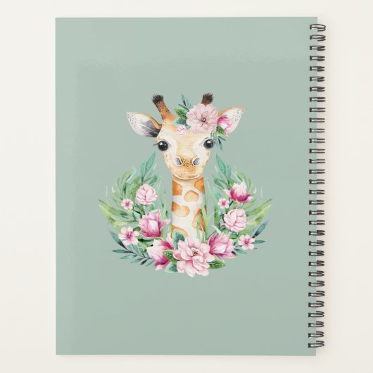 Baby Giraffe Boho Flowers Moeder te zijn Planner (Achterkant)