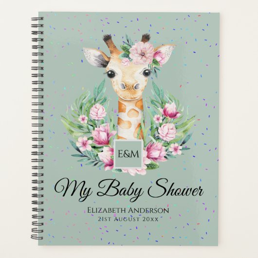 Baby Giraffe Boho Flowers Moeder te zijn Planner (Voorkant)