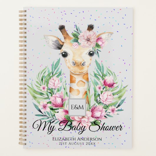 Baby Giraffe Boho Flowers Moeder te zijn Planner (Voorkant)
