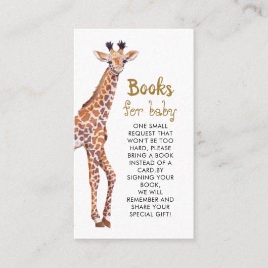 Baby Giraffe Book Request Baby shower Informatiekaartje (Voorkant)