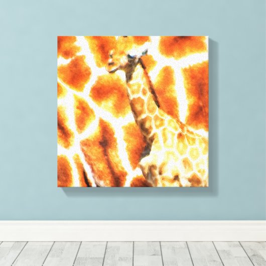 Baby Giraffe Canvas Afdruk (Insitu (Houten vloer))