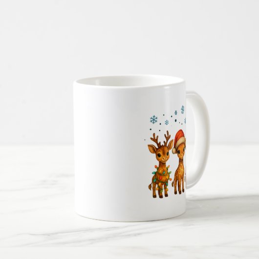Baby Giraffe Christmas Lights Santa Hat Reindeer W Koffiemok (Voorkant rechts)