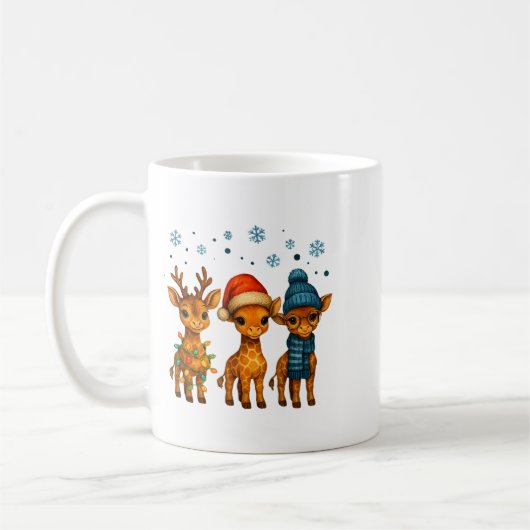 Baby Giraffe Christmas Lights Santa Hat Reindeer W Koffiemok (Links)
