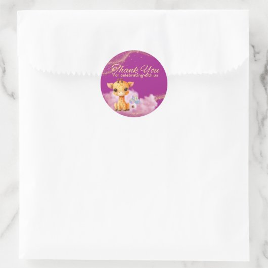 Baby Giraffe "Dank u" Sticker (Tas)