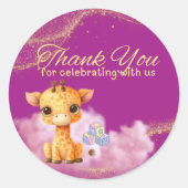 Baby Giraffe "Dank u" Sticker (Voorkant)