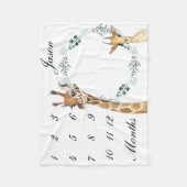 Baby Giraffe Deer Baby Milestone Waterverf Fleece Deken (Voorkant)