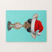 Baby Giraffe die een Santa Hat draagt Legpuzzel (Horizontaal)