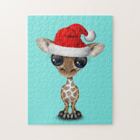 Baby Giraffe die een Santa Hat draagt Legpuzzel (Verticaal)