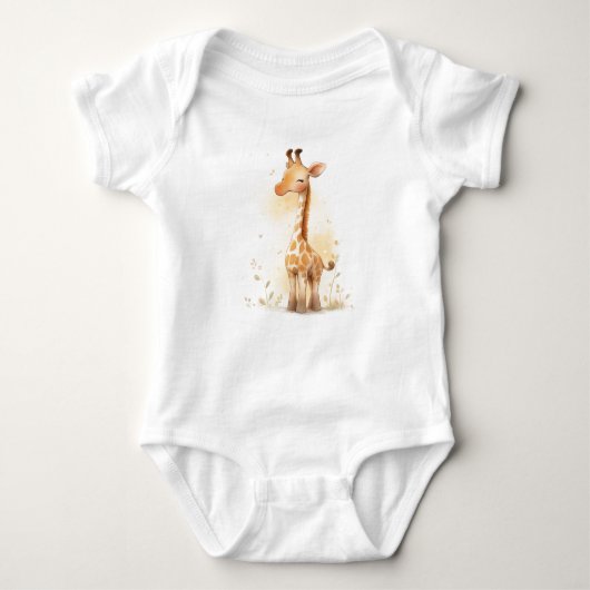 Baby Giraffe, Dierentuindieren, Safaridieren, Baby Romper (Voorkant)