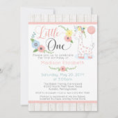 Baby Giraffe Eerste Verjaardag Bloemen & Rustiek H Kaart (Voorkant)