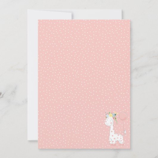 Baby Giraffe Eerste Verjaardag Bloemen & Rustiek H Kaart (Achterkant)