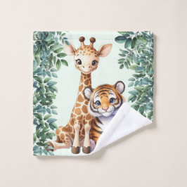 Baby Giraffe en Baby Tijger Washandje
