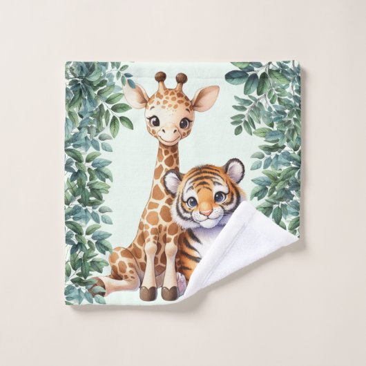Baby Giraffe en Baby Tijger Washandje (Wasdoekje)