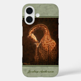 Baby Giraffe en mama groen iPhone 16 Hoesje