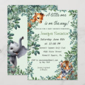 Baby Giraffe en Tiger Baby shower uitnodiging (Voorkant / Achterkant)