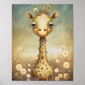 Baby Giraffe Floral African | Giraffe wandafdrukke Poster (Voorkant)
