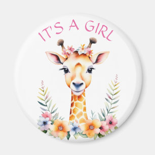 Baby Giraffe Floral, het is een meisje   BABY SHOW Magneet
