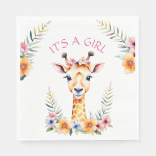 Baby Giraffe Floral, het is een meisje   BABY SHOW Servet