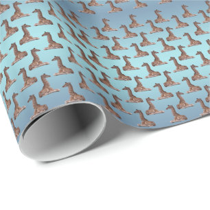 Baby Giraffe Frenzy Wrapping Paper (Sky Blue Mix) Cadeaupapier