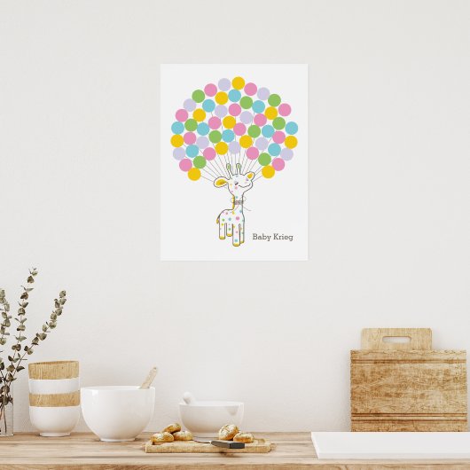 Baby Giraffe | Geboortekaartje cadeau logboek afdr Poster (Keuken)