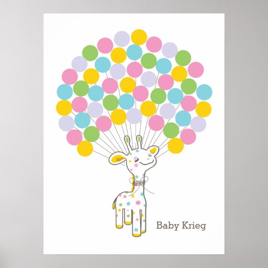 Baby Giraffe | Geboortekaartje cadeau logboek afdr Poster (Voorkant)