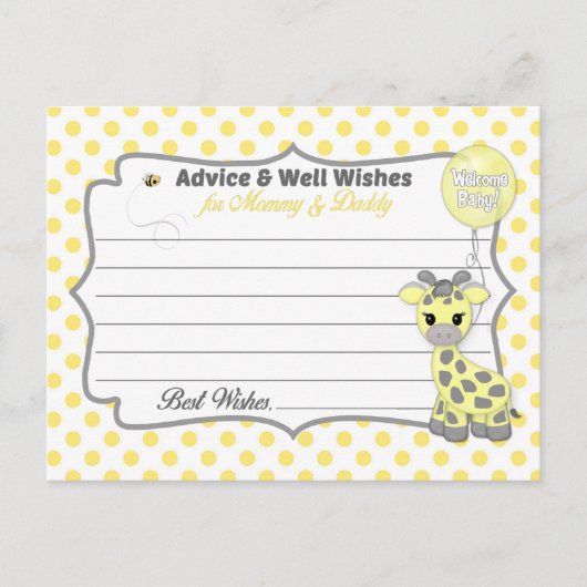 Baby Giraffe Gellow Grey Advice voor mama papa Advieskaart (Voorkant)