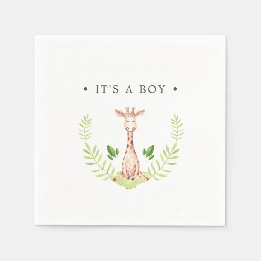 Baby Giraffe Gepersonaliseerd Het is een Jongen Servet (Voorkant)