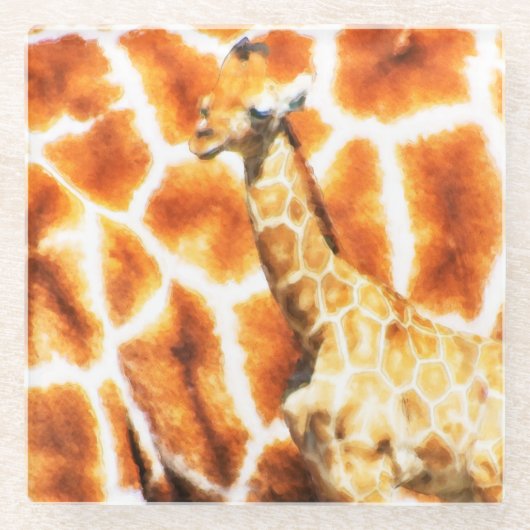 Baby Giraffe Glazen Onderzetter (Voorkant)