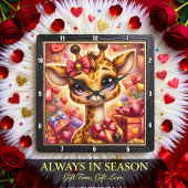 Baby Giraffe Hart Cadeau Vierkante Klok