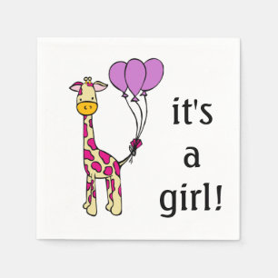 Baby Giraffe - Het is een meisje - Baby shower ser Servet