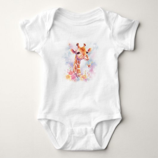 Baby Giraffe hoofd en nek, dierentuin dieren, safa Romper (Voorkant)