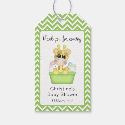 Baby Giraffe in Bath Time Dank u voor Cadeaulabel (Voorkant)